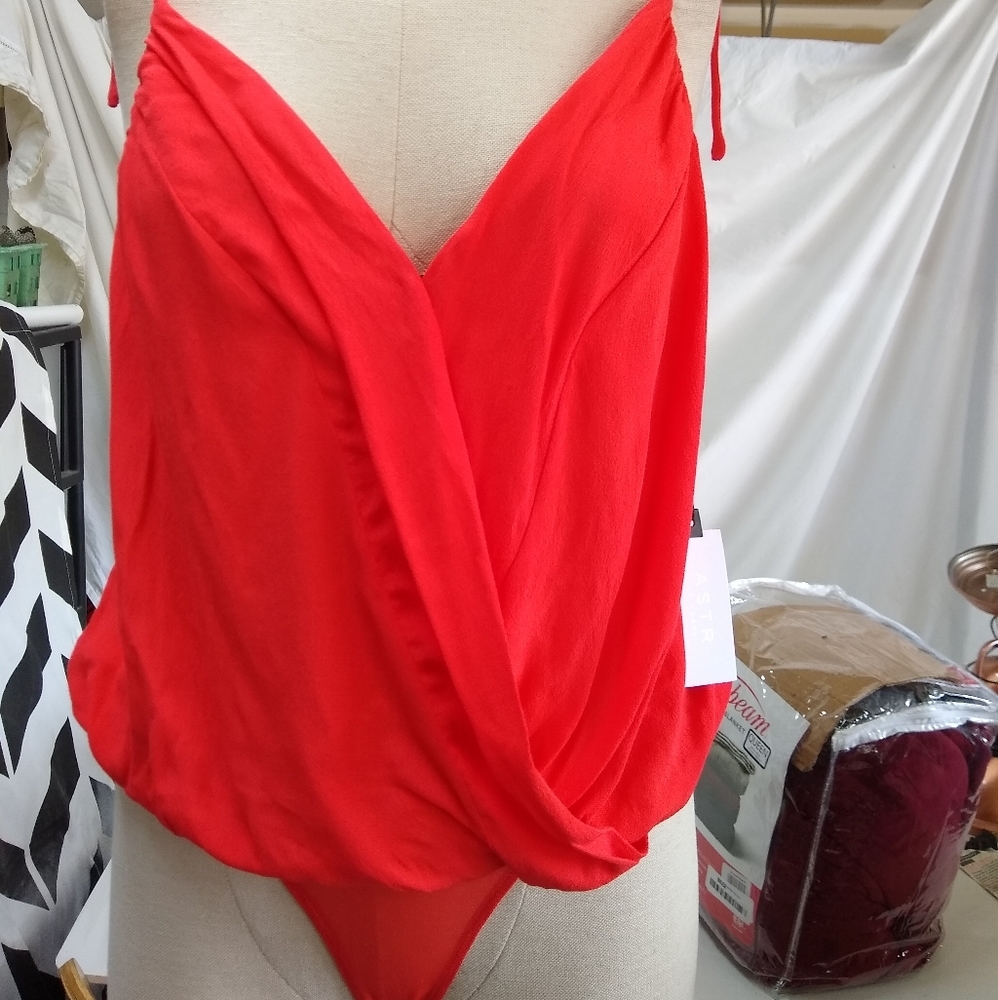 Astr Coral bodysuit wrap blouse